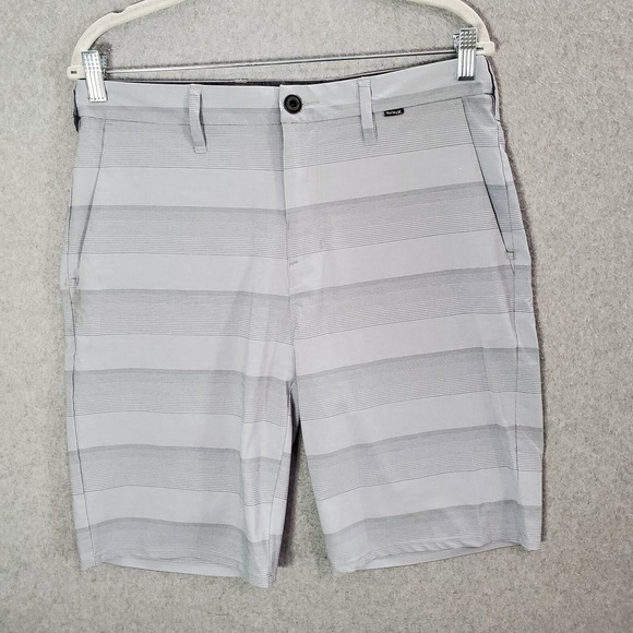 Hurley Men Shorts 30 Gray Striped Phantom Chino Mid Rise Pockets 9" Inseam - Picture 1 of 9